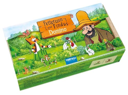 Pettersson & Findus Holz-Domino: in praktischer Holzbox mit Schieber...