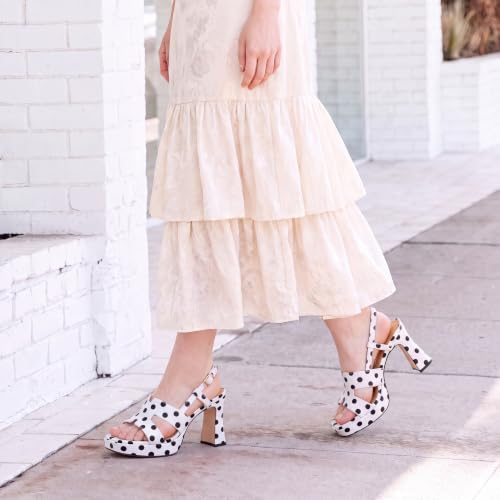 Image of ROSERWISH Heels for Women Chunky Block Platform High Heels Square Open Toe Strappy Heel Sandals Wedding Party Prom Fashion Slingback Dress Pump Sandals Shoes