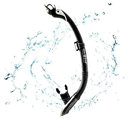 Aqua A Dive Sports Dry Snorkel Easy Breath Diving Snorkel For Snorkeling Scuba Diving Freediving Swimming With Top Dry Valve And Food Grade Silicone Mouthpiece For Adult Youth (Black) #TOP3