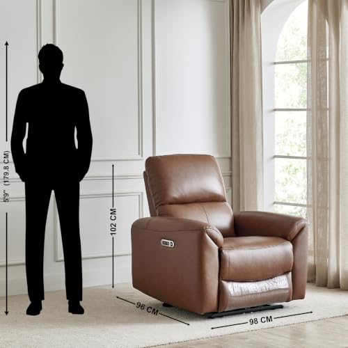 Image of Home Centre Oakley|Electric Recliner|Half Leather|1 Seater Recliner|Brown1 Year Warranty