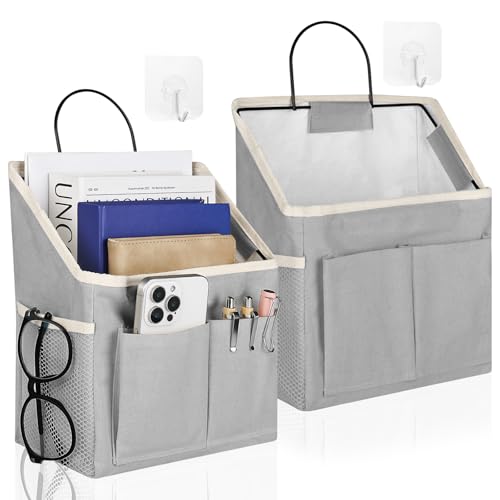 bssmmai Lot de 2 organisateurs de rangement suspendus - Organiseur de porte avec poches - Imperméable - Pliable - En lin - Pour camping-car, chambre d'enfant, cuisine, salle de bain, bureau - Gris