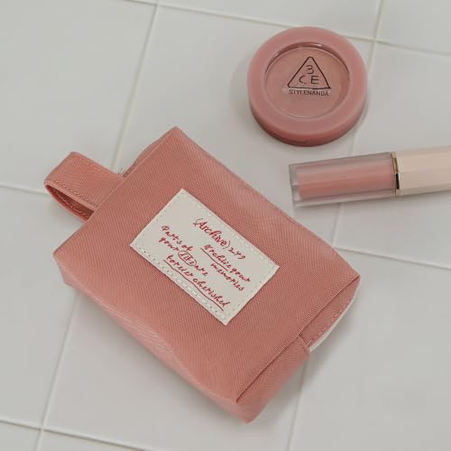 Image of Monolike Archive 247 Handy Pouch, Pink - Small Nylon Pouch, Portable Cosmetic & Toiletry Case, Tech Cable Organizer, Daily Storage Bag
