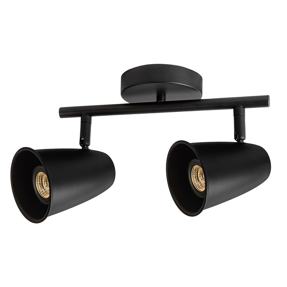 Aisilan 2 Way Ceiling Spotlight Black GU10 Rotatable LED Ceiling Light Fitting Adjustable Spot Lights Indoor for Kitchen Living Room Bedroom Hallway (Included 2x7W GU10 LED Bulbs)