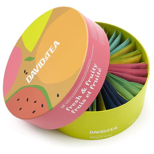 DAVIDsTEA Fresh & Fruity Tea Wheel, Assortment of Fruity Teas and Infusions in Sachet Tea Bags, Tea Gift Set, 36 tea bags, 125 g / 4.4 oz