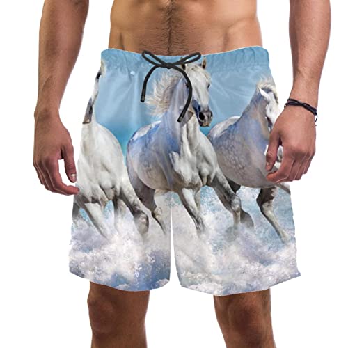 Maillot de bain pour homme imprimé chevaux de course short léger d'été