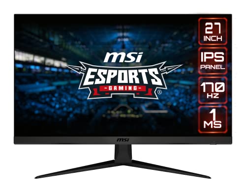 MSI G2712 Esports Gaming Monitor | 27 Inch FullHD 1920×1080 | 170Hz Refresh Rate, 1ms Response Time | AMD FreeSync Premium Technology | Low Blue Light IPS Panel, Anti Glare | VESA Mount | Black