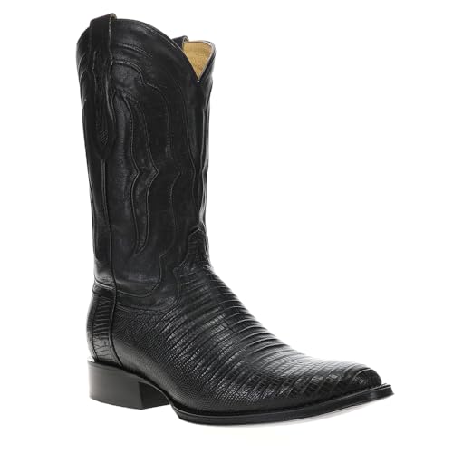 Tony Lama Mens Kirtland 12 Inch Lizard Round Toe Dress Boots Mid Calf - Black - Size 9.5 D2