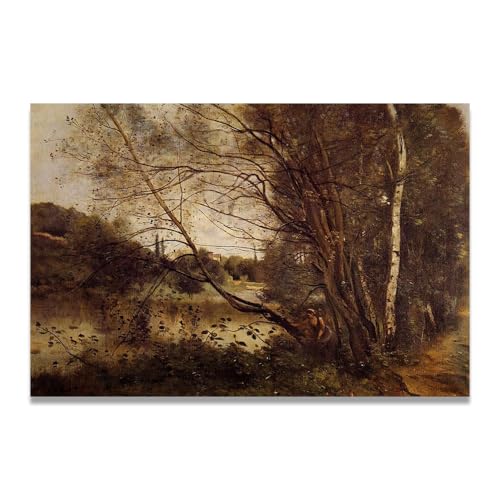 Cuadro en lienzo de paisaje francés antiguo y lámina vintage decorativa 30x45cm