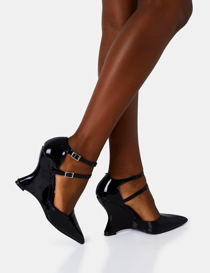 Amazon.com: MissHeel Double Ankle Strap Pumps Wedge Heel