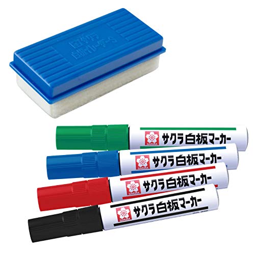 サクラクレパス ホワイトボードマーカー 中字 4本&イレーザーセット WBK4ES-P