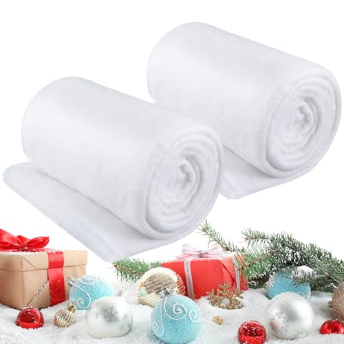 Tondiamo 2 Pack 8 ft x 12ft Christmas Snow Blanket