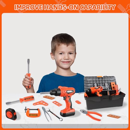 Elitoky Kids Tool Set - 35 Pcs Toddler Tool Set With Tool Box & Electronic Toy Drill thumb #5