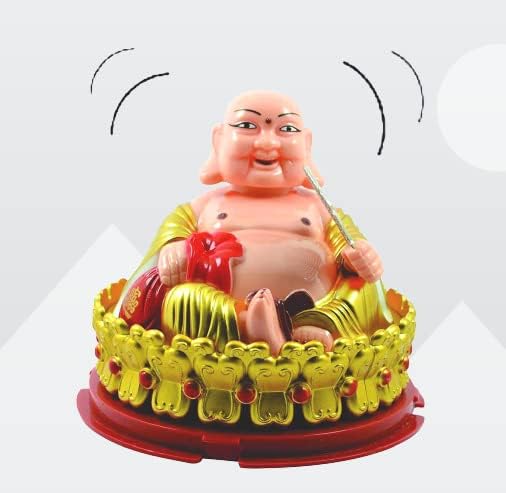 プラスチック ソーラー ハッピーマン お金袋と手を振る扇風機 Mサイズ 高さ10cm オフィス装飾 車のダッシュボード ホームデコレ