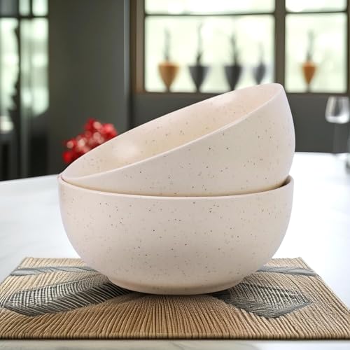 Image of Niyara Ceramic Printed Bowl Set of 2 | Premium Serving Bowls for Snacks, Soup & Desserts | Microwave & Dishwasher Safe (Glossy White)