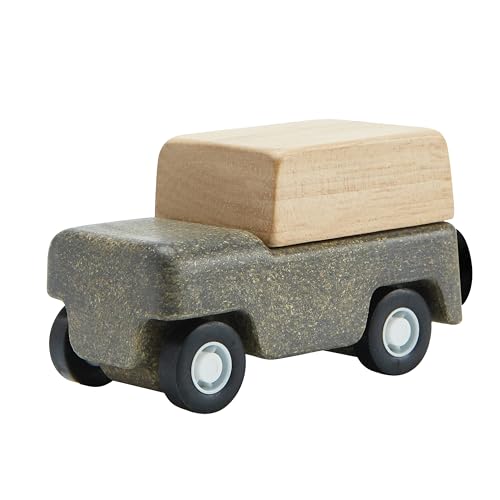 PlanToys® Grey Wagon Wooden Montessori Pull Along Toy | Early Movement, Balance and Practical Life Exploration | Eco Friendly Wagon for Indoor and Outdoor Play