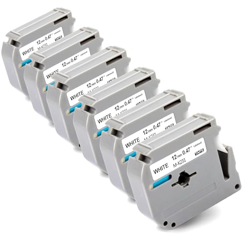 Ruban M-K231 de 12 mm pour Ptouch PT-M95 et PT-70 en lot de 6 cassettes Labelwell