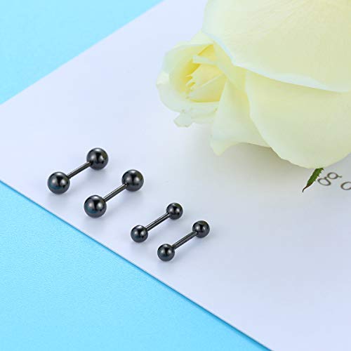 Silbertale 6Mm Barbell Earrings 925 Sterling Silver Minimalist Black Cartilage Stud Rook Daith Forward Helix Piercing Sleeper Earrings For Men Women #TOP1