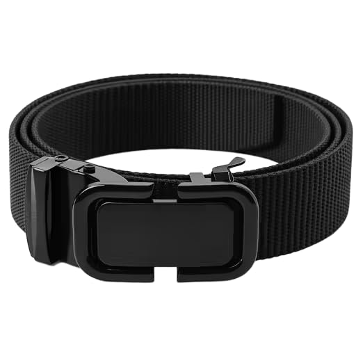 Image of Men's Nylon Fabric Belt for Men Auto Lock Formal Casual Boys Gents Width-35mm Waist Size 36 Inches or Under