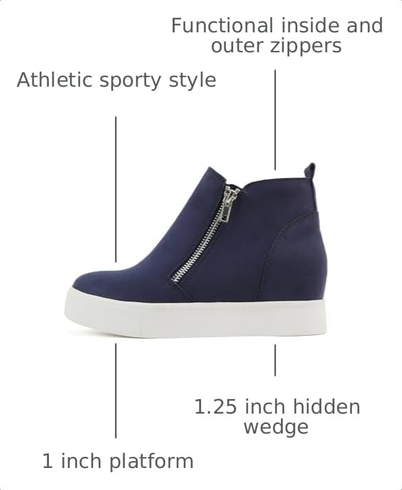Image of Soda Taylor Hidden Wedge Sole Booties Ankle Heels Sneaker Shoes Side Zipper