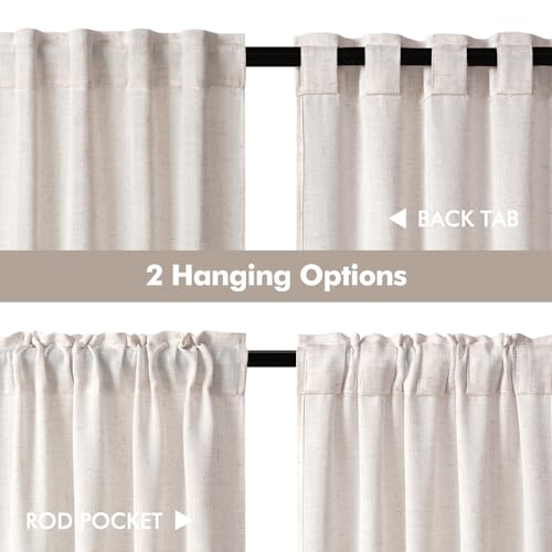 MIULEE Farmhouse Kitchen Curtains 36 Inch Length 2 Panels, Soft Thick Linen Textured Natural White Semi Sheer Light Filtering Short Cafe Tier Curtains for Small Half Window Back Tab Rod Pocket
