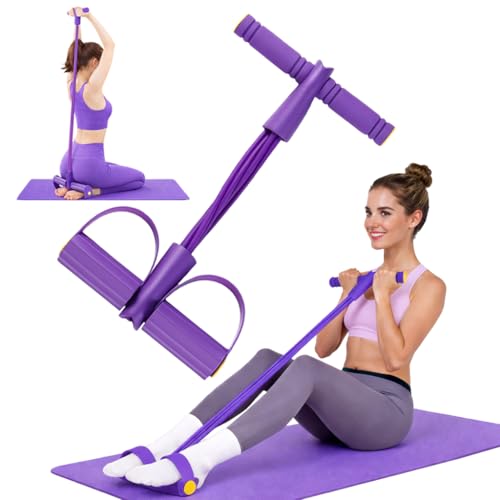 Resistance Bands with Handles, 6-Tube Foot Pedal, Natural Rubber Ankle Puller for Sit-ups & Full Body, Portable Home Gym Strength for Legs, Arms & Core – Fitness Bands for Women, Stretching & Toning