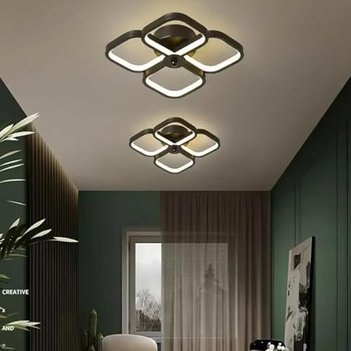 Image of Modern Dimmable LED Ceiling Light | Flush Mount Black Fixture with 3 Color Modes | Adjustable Brightness for Bedroom, Living Room & Dining Room (Ceiling Light (808))