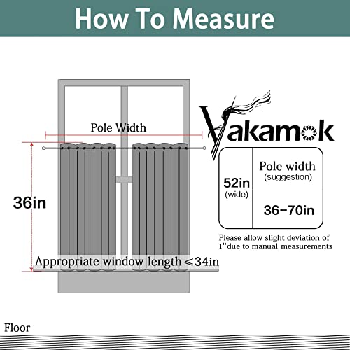Yakamok 36 Inch Blackout Curtains Panels with Grommets - Room Darkening Thermal Insulated Window Drapes for Living Room/Bedroom,Light Grey, 52W x 36L, 2 Panels