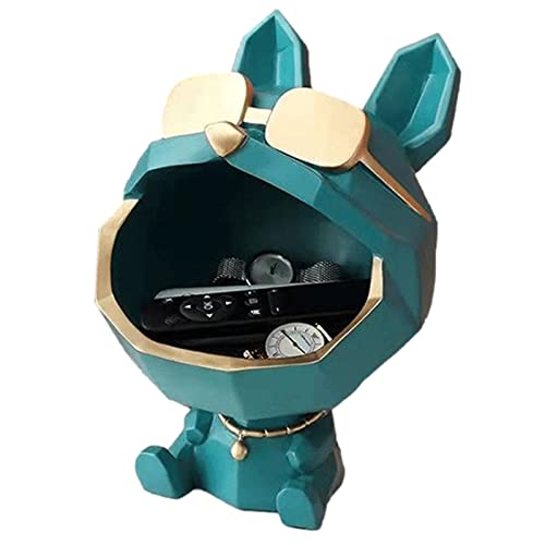 Statua del Cane di Grandi bocche in Resina, Ciotola Chiave per Tavolo d'ingresso, Sculture d'Arte del Bulldog Francese Figurine per la Decorazione Domestica 17x17x23.5CM