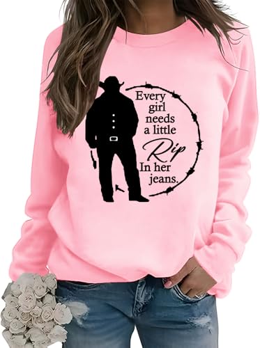 Cada niña necesita un poco de rasgadura en sus pantalones vaqueros, cada niña necesita un poco de rasgadura en su suéter de jeans, rosa, M