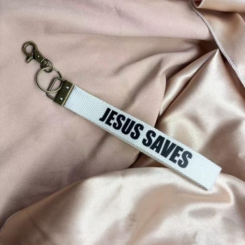 Image of Make Heaven Crowded Christian Keychain Cotton Wristlet Keychain Bronze Key Fob Soft Car Keychain Wristlet
