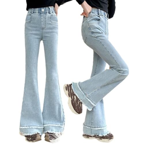 Pantalones vaqueros acampanados con dobladillo suaves para niñas elásticos