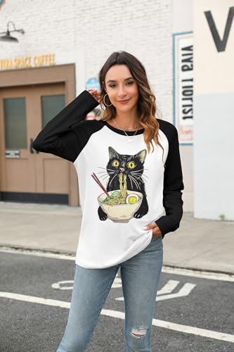 Image of Cat Shirts for Women - Loose Fit Lightweight Long Sleeve Animal Tops