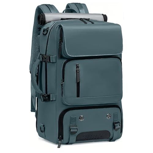 Mochila Reforçada com Compartimentos para Notebook e Tablet – Resistente à Água, USB, Engate de Mala – Masculina e Feminina para Viagem, Trabalho e Dia a Dia (Azul Pavão)