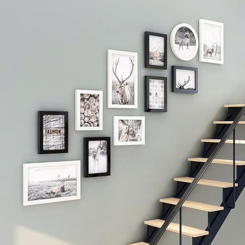 Unikicool Photo Frame Collage Set,Set Cornici Foto da Parete,Cornice per Foto con Combinazione Scale,Stile Semplice,Arreda Lo Spazio,Facile da Pulire,Adatto per Soggiorni,Passaggi Pedonali