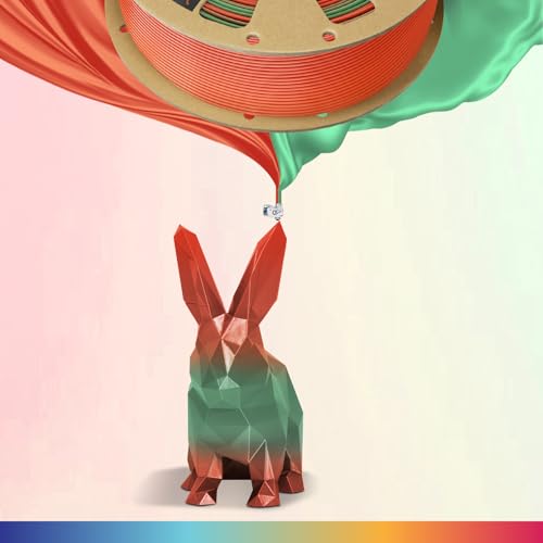 Image of OVERTURE Silk PLA Rainbow Filament 1.75mm, Bi-Color Shiny PLA Finish, Smooth & Glossy, 1kg Spool (2.2lbs), Ideal for Cosplay Jewelry & Home Decor (Silk Lettuce Tomato)