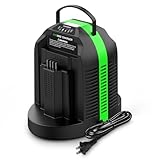 Double charge efficace, réapprovisionnement rapide de l'énergie : en tant que chargeur EGO 56 V compatible haute performance, il dispose de 2 ports 3,0 Ah, prenant en charge la charge simultanée jusqu'à 2 batteries EGO, idéal pour les besoins de plusieurs batteries fiables. Deux batteries insérées se chargent de manière synchrone, chaque batterie s'éteint automatiquement après une charge complète pour éviter la surcharge. Entrée globale 100-240 V/50-60 Hz, sortie maximale 58,8 V, puissance élevée de 300 W pour une meilleure efficacité que l'original. Temps de charge : 2,5 Ah (30 mins), 5,0 Ah (60 mins), 7,5 Ah (80 mins), temps d'arrêt de l'outil de coupe. Le système intelligent intégré communique avec les batteries EGO ; Smart IC assure la sécurité et optimise la charge de l'appareil externe.