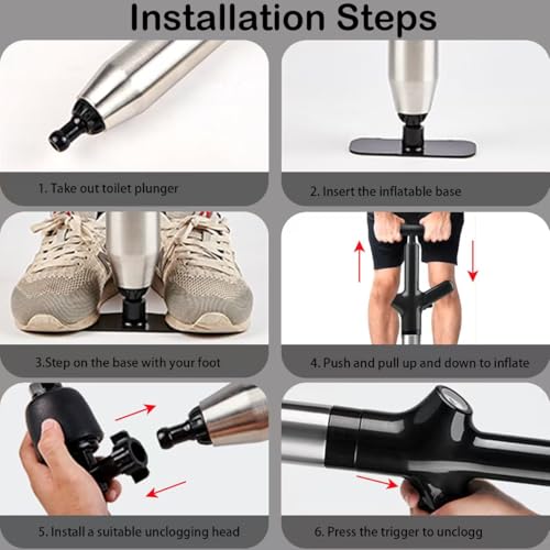 Image of Toilet Plunger,Drain Clog Remover, High Pressure Air Drain Blaster with Real-Time Barometer Drain Snake Sink Plumb Plunger Gun for Bathroom,Sink,Floor,Kitchen Clogged
