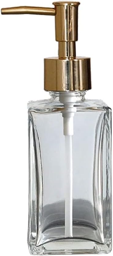 Soap Dispenser Soap Dispenser, Clear Glass Lotion Dispenser, Stylish Hand Sanitizer Pump Bottle for Kitchen, Bathroom 250ml / 8.4oz Reusable