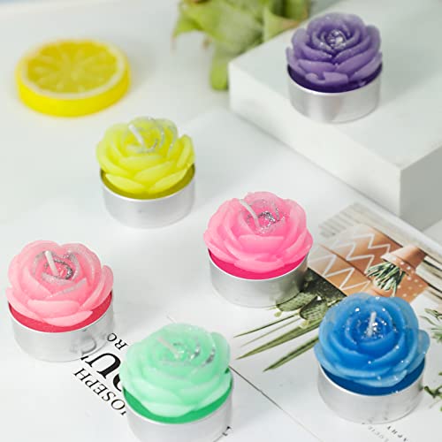 Tealight Candles, Flower Cactus Tealight Candles For Home Decor Valentines Day Decor, Candles Gifts For Women, Unscented Mini Delicate Candles For Women, 6 Pack #TOP5