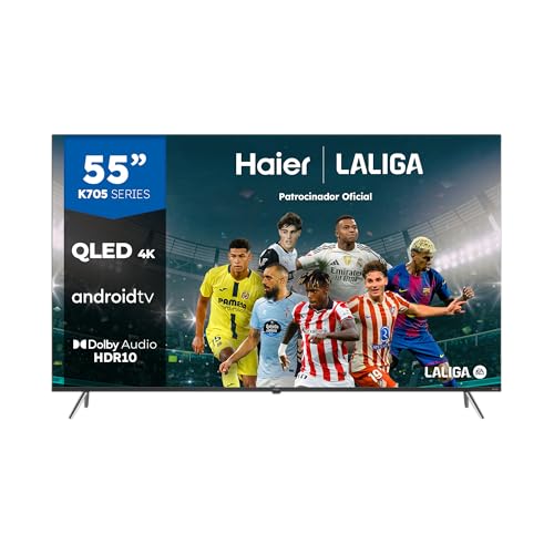 Haier QLED 4K UHD H55K705UG, 55', Smart TV, Android 11, Dolby Audio, HDR 10, Control Remoto Inteligente, Google Assistant, Bluetooth 5.1, DBX TV, HDMI 2.1 x 4, Sin Marcos, 2024
