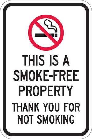 SmartSign - T1-1079-HI_12x18 This Is A Smoke-Free Property, Thank You For Not Smoking Sign By | 12