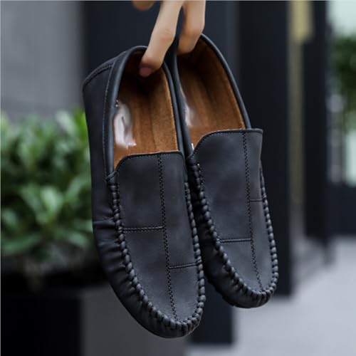Men's Loafers Shoes Round Toe PU Leather Loafer Shoes Anti-Slip Lightweight Flat Heel Fashion Slip On4