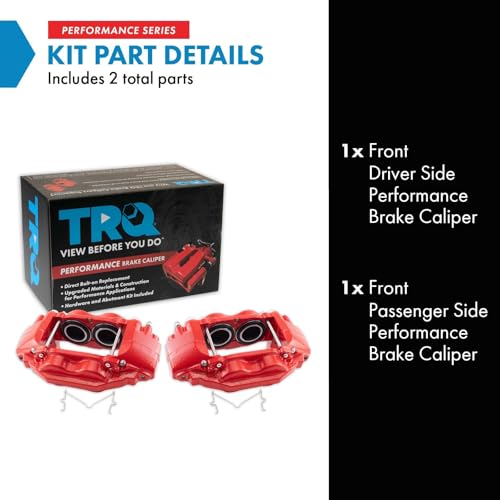 Image of TRQ Performance Front Driver and Passenger Side Brake Caliper Set Caliper Brackets Compatible with 2007-2015 Toyota Tundra 2008-2015 Toyota Sequoia