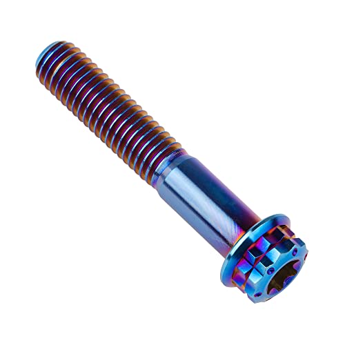 Image of Titanium Flange 12 Point Head M8 x15 20 25 30 35 40 45 50 55 60 65mm Screw Bolt Pack of 4 (M8x45mm, Burning Blue)