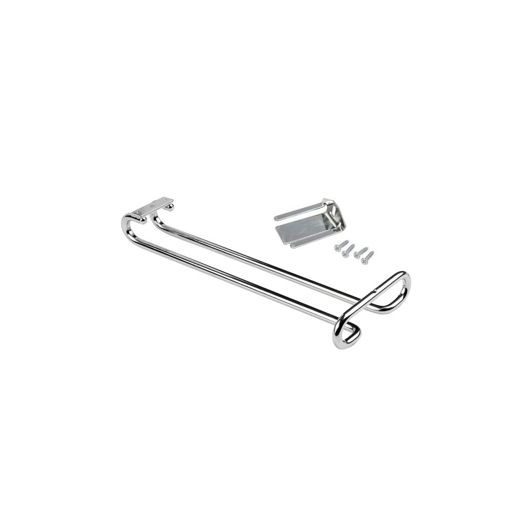 Emuca 8929511 Supporto Porta Calici, Coppe, Bicchieri per Armadio, Scafale, Ripiano, Lungo 28 cm, in Acciacio Cromato