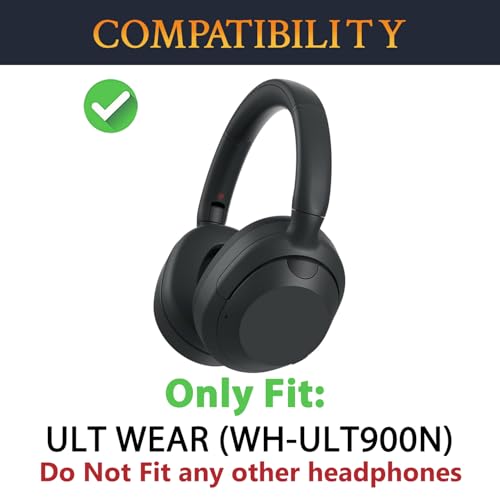 Image of SOULWIT Protein Leather Replacement Earpads for Sony ULT WEAR /WH-ULT900N (WHULT900N) Over-Ear Noise Canceling Headphones, Ear Pads Cushions with Noise Isolation Foam - ULT WEAR PL Black