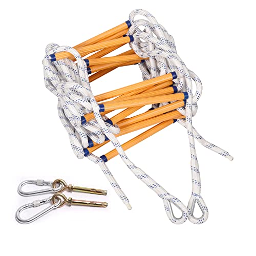Échelle de Corde d'évacuation d'urgence, échelle de sécurité de 8 m pour Adultes de 2 à 6 étages, échelle de Secours Portable avec Crochets pour Un Sauvetage Rapide et sécurisé