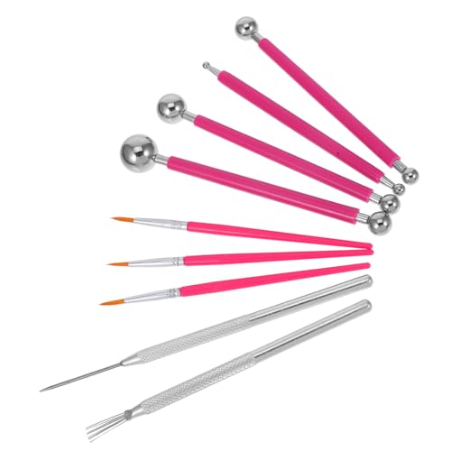 Homoyoyo 9pcs DIY Pottery Tools Set Double-Ended Clay Sculpting Tools Metal Embossing Stylus for Crafts