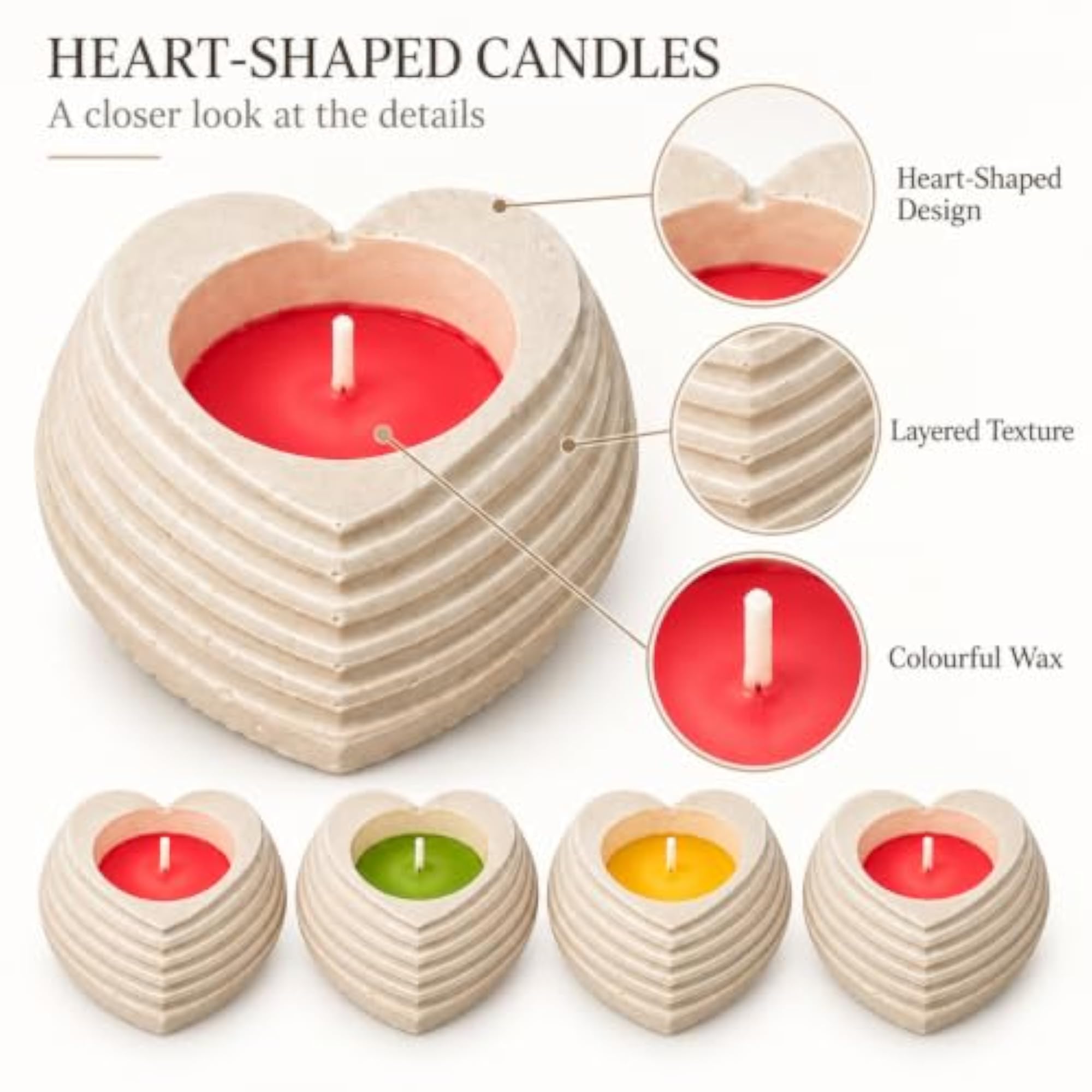 Heart Shaped Decorative Candle for Home Decor