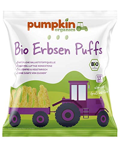 Pumpkin Organics Bio Erbsen Puffs, für Kinder und Babys ab dem 12. Monat, 8er Pack (8x20g) Cover